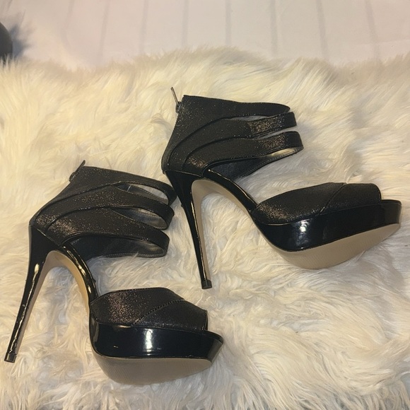 Charles David Size 7.5 GAZETTE Black Glitter Heels Sandals New Womens Shoes NWOT - Picture 5 of 6